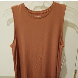 Nine West Women Soft Spun Sleeveless Tank Top Mocca Brown Size S
